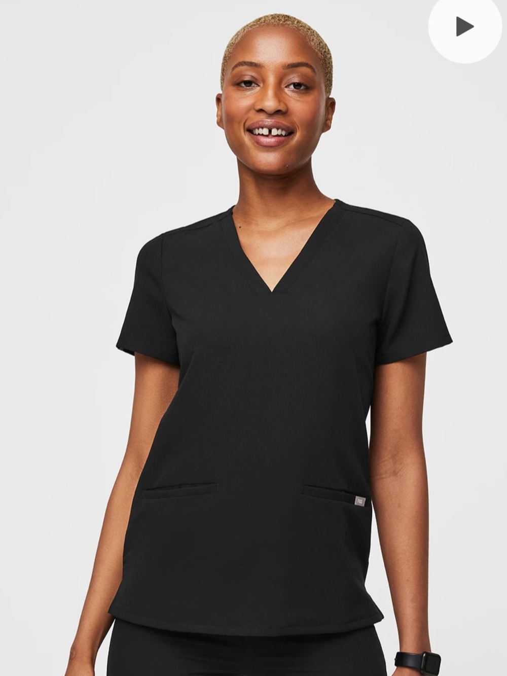 Figs Casma scrub top in black